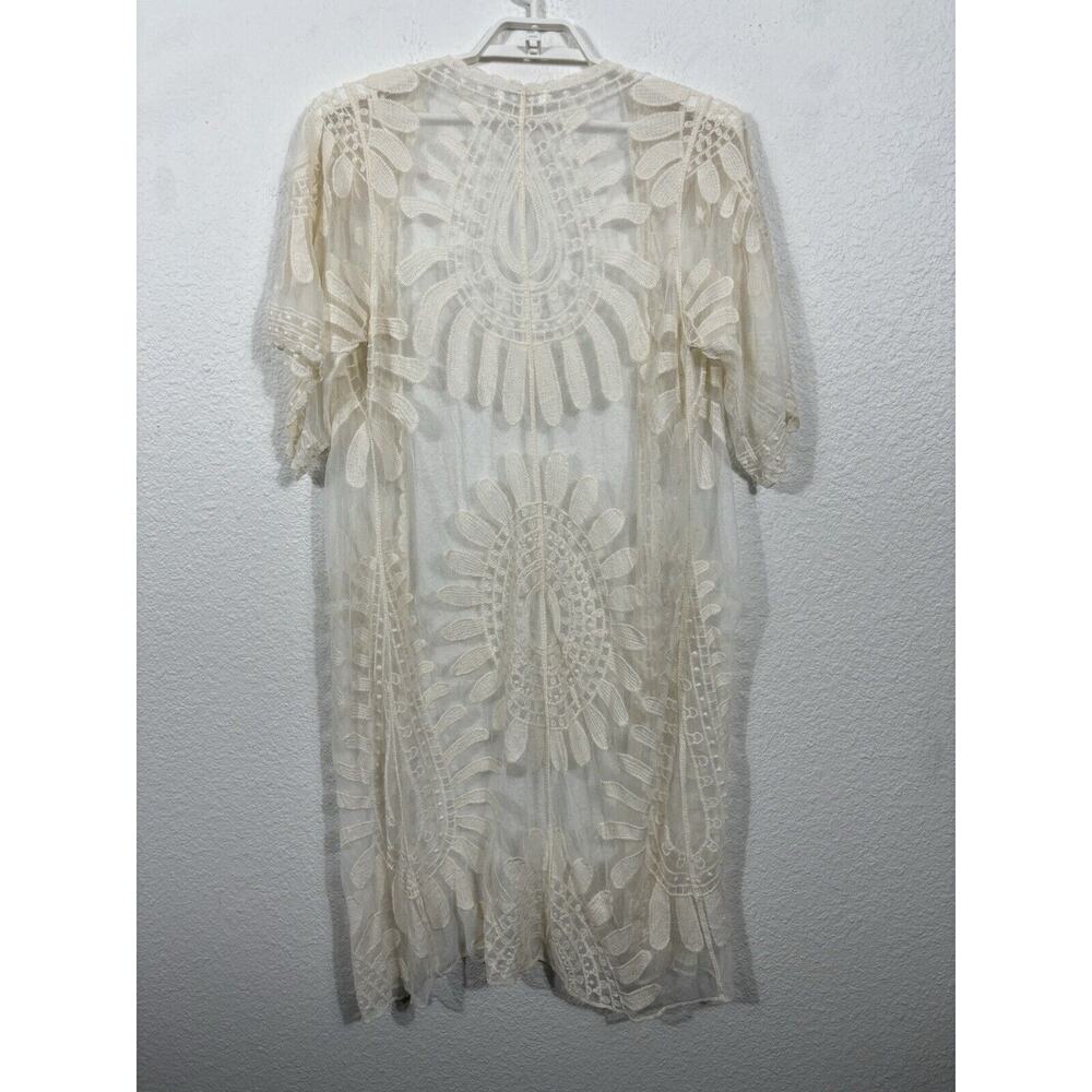 Vintage Rebellion‎ Kimono Duster Womens Size L Ivory Lace Cardigan